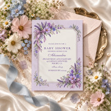 Lila Baby Shower mit Wildblumen