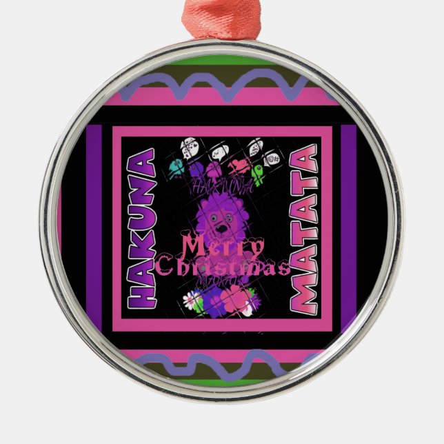 Lila Baby Simba Merry Christmas Collection Ornament Aus Metall (Vorne)