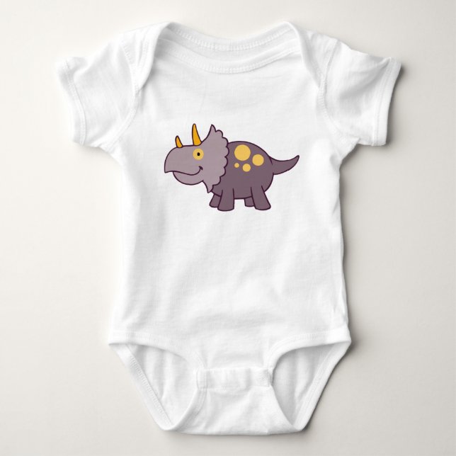 Lila Baby Triceratops Dinosaur Baby One-Piece Strampler (Vorderseite)