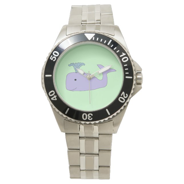 Lila Baby Whale Uhr (Vorderseite)