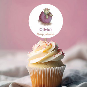 Lila Babydinosaurier-Aufkleber für Babydusche Runder Aufkleber