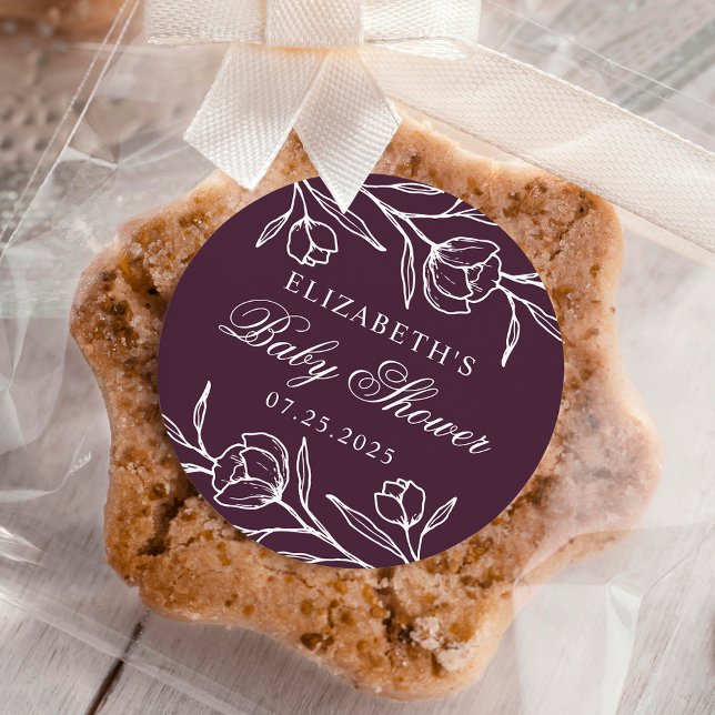 Lila Babydusche aus geätzter Blüte Runder Aufkleber (Von Creator hochgeladen)