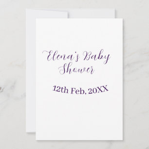 Lila Babyparty Name Datum stilvoll elegantsimple Einladung