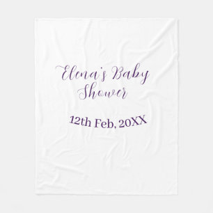 Lila Babyparty Name Datum stilvoll elegantsimple Fleecedecke
