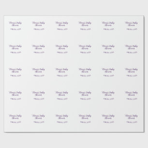Lila Babyparty Name Datum stilvoll elegantsimple Geschenkpapier