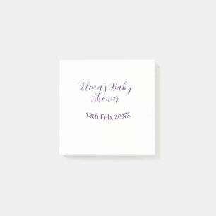 Lila Babyparty Name Datum stilvoll elegantsimple Post-it Klebezettel