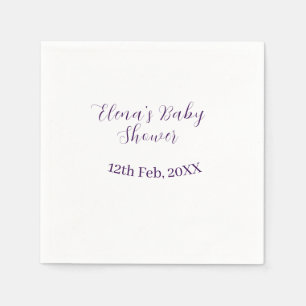 Lila Babyparty Name Datum stilvoll elegantsimple Serviette