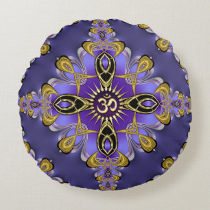 Lila Balance OM Mandala Spirituelles Yoga Rundes Kissen