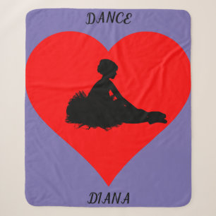 Lila Ballerina Decke mit rotem Herzen. Sherpadecke