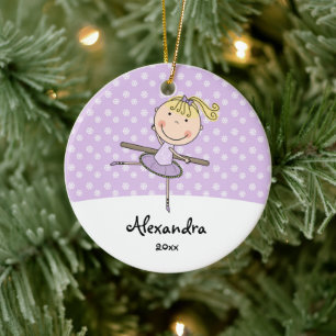 Lila Ballerina Snowflakes Personalisiert Weihnacht Keramikornament