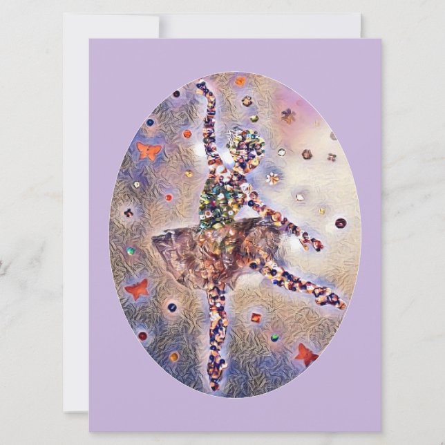 Lila Ballerina Zucker Pflaume Niedliche Tänzerin Save The Date (Vorderseite)