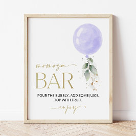 Lila Ballon, Eukalyptus, Grüne, Momosa Bar Poster