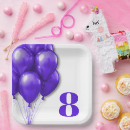 Lila Balloons Chiles Geburtstagszeitvorlage Pappteller