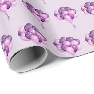 Lila Balloons Geburtstagsgeschenkpapier Geschenkpapier