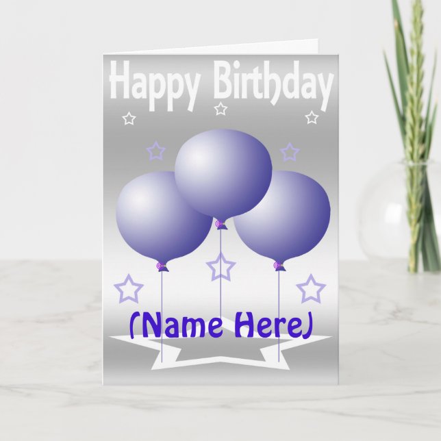 Lila Balloons und Sterne Karte (Vorderseite)