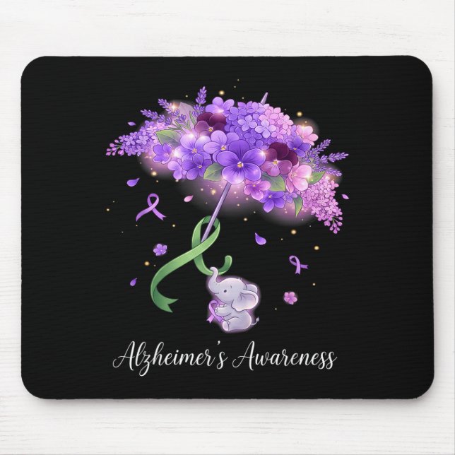 Lila Band Blumen Schirm Alzheimer Mousepad (Vorne)