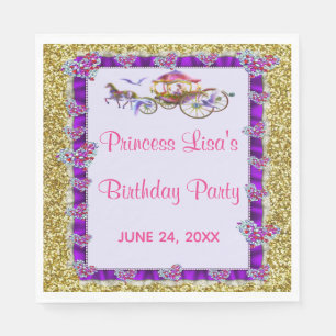 Lila Band Gold Glitter Königliche Prinzessin Gebur Serviette