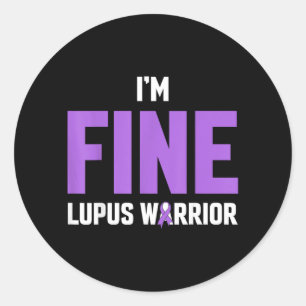 Lila Band Ich Bin In Ordnung Lupus Krieger Runder Aufkleber