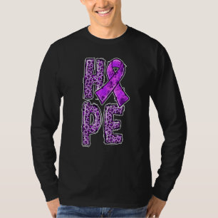 Lila Band Leopard Druck Hope Epilepsie Überlebende T-Shirt