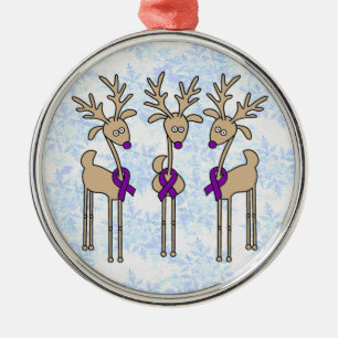 Lila Band-Ren (Crohns u. Kolitis) Silbernes Ornament