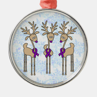 Lila Band-Ren (Crohns u. Kolitis) Silbernes Ornament