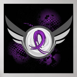 Lila Band und Flügel-zystische Fibrose Poster