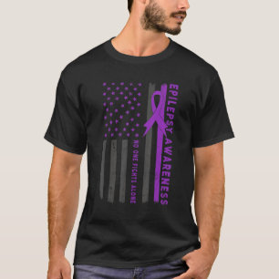 Lila Band US-Flag Epileptiker Epilepsie-Bewusstsei T-Shirt