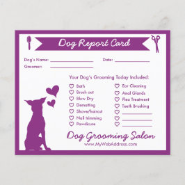 Lila Banner Silhouette Dog Grooming Report Card