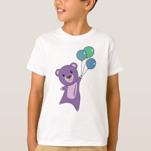 Lila Bärenfliegen mit Balloons, süße Tiere Bären T-Shirt