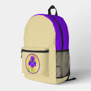 Lila Bartiris-Malerei - Originale Blumenkunst Bedruckter Rucksack