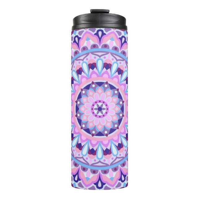 Lila Base Mandala Thermosbecher (Vorderseite)