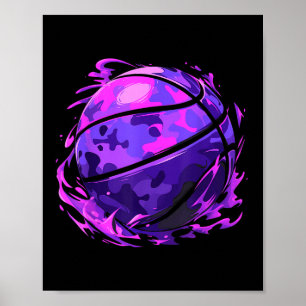 Lila Basketball-Camouflage für Männer Frauen Kinde Poster