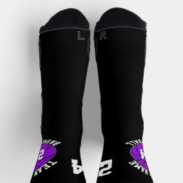 Lila Basketball-Mannschaftsname und Nummer Sport Socken