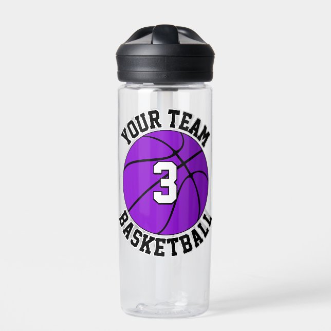 Lila Basketball-Player - Name und Nummer des Teams Trinkflasche (Vorderseite)