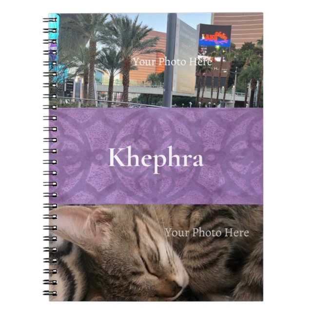 Lila Batik-Name und FotoCollage Notizblock (Vorderseite)