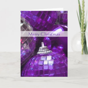 Lila Baubles Kartenportrait "Frohe Weihnachten" Feiertagskarte