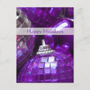 Lila Baubles Postkartenporträt "Happy Holidays" Feiertagspostkarte