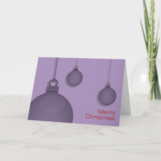 lila Baubles Weihnachtskarte Feiertagskarte (Vorderseite)