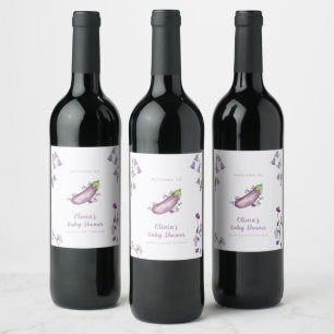 Lila Bauernmarkt Florale Aubergine Baby Shower  Weinetikett
