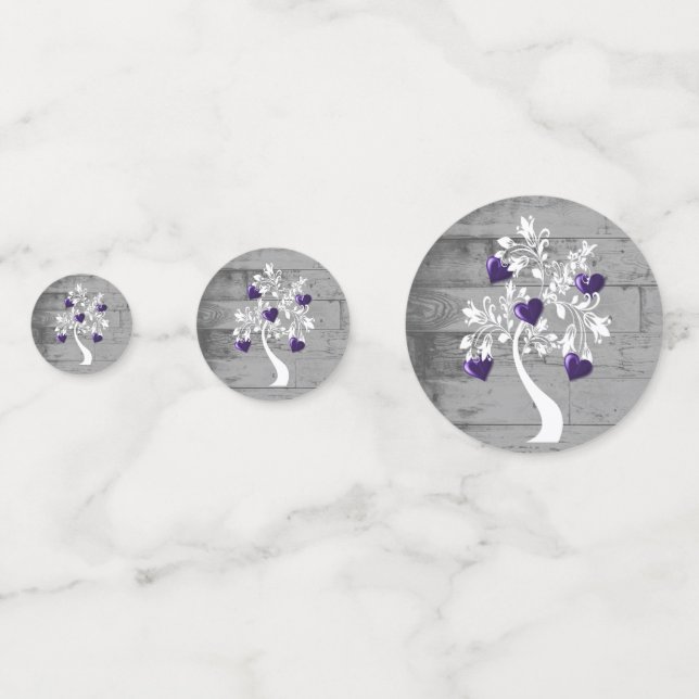 Lila Baum des Herzens Hochzeitstisch Confetti Konfetti (Vorderseiten)