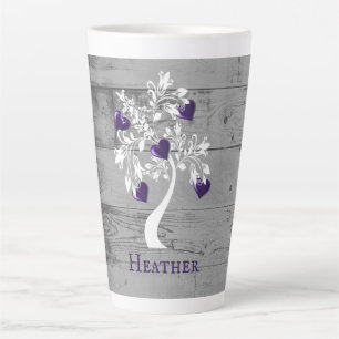 Lila Baum des Herzens Personalisierte Latte-Tasse Milchtasse