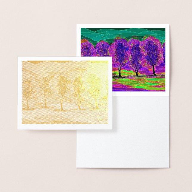 Lila Bäume von Mark Edward Westerfield Gold Foil Folienkarte (Anzeige)