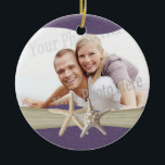 Lila Beach Starfish Foto Keramik Ornament<br><div class="desc">Hübsche lila Foto-Ornament-Sake für Ferien-Erinnerungen,  Hochzeitsgeschenke oder jeden Anlass. Fügen Sie Ihr eigenes Lieblings-Foto hinzu und ändern Sie den Text nach Bedarf wieder.</div>