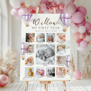 Lila Beary Erste Geburtstags-Foto-Zeitstrahl Poster