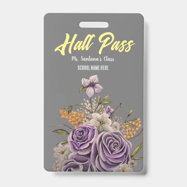 Lila Beauty Hall Pass Abzeichen Ausweis (Vorderseite)