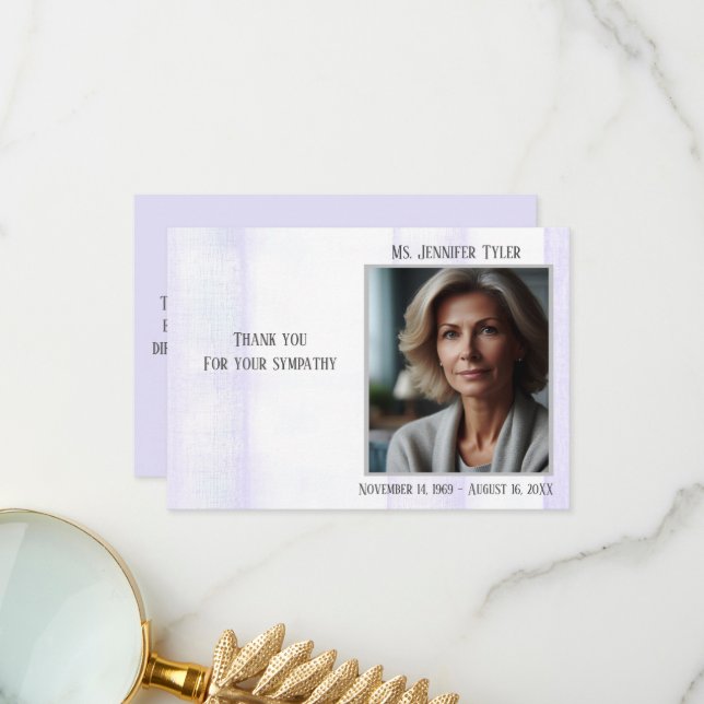 Lila Beerdigungsdenkmal aus der Familie Dankeskarte (Vorderseite/Rückseite Beispiel)
