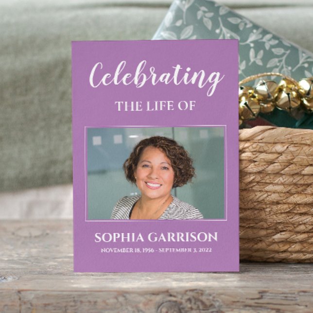 Lila Beerdigungskarte mit Foto Begleitkarte (Von Creator hochgeladen)