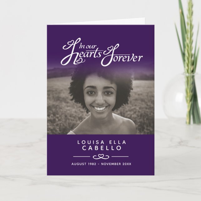 Lila Beerdigungsprogramm für Herz für immer Programm (Vorderseite)