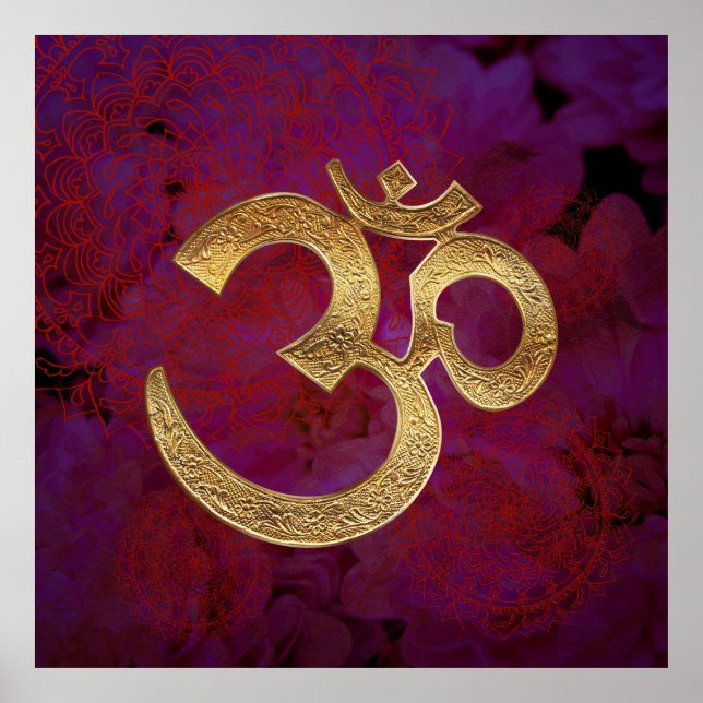 lila Beere Blütenblume OM Poster Yoga Meditation (Vorne)