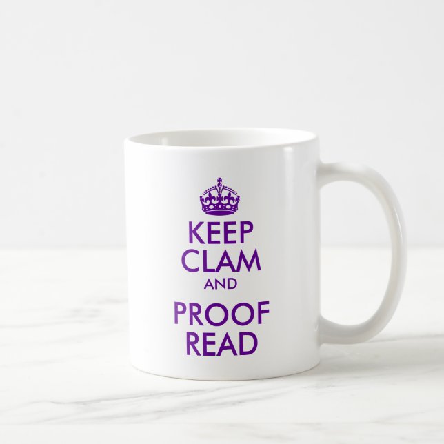 Lila Behalt Clam und Proof Read Kaffeetasse (Rechts)